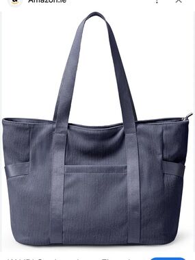 Kalidi Fancy Forest Corduroy Navy Large Zipped Tote Bag with Front Pocket